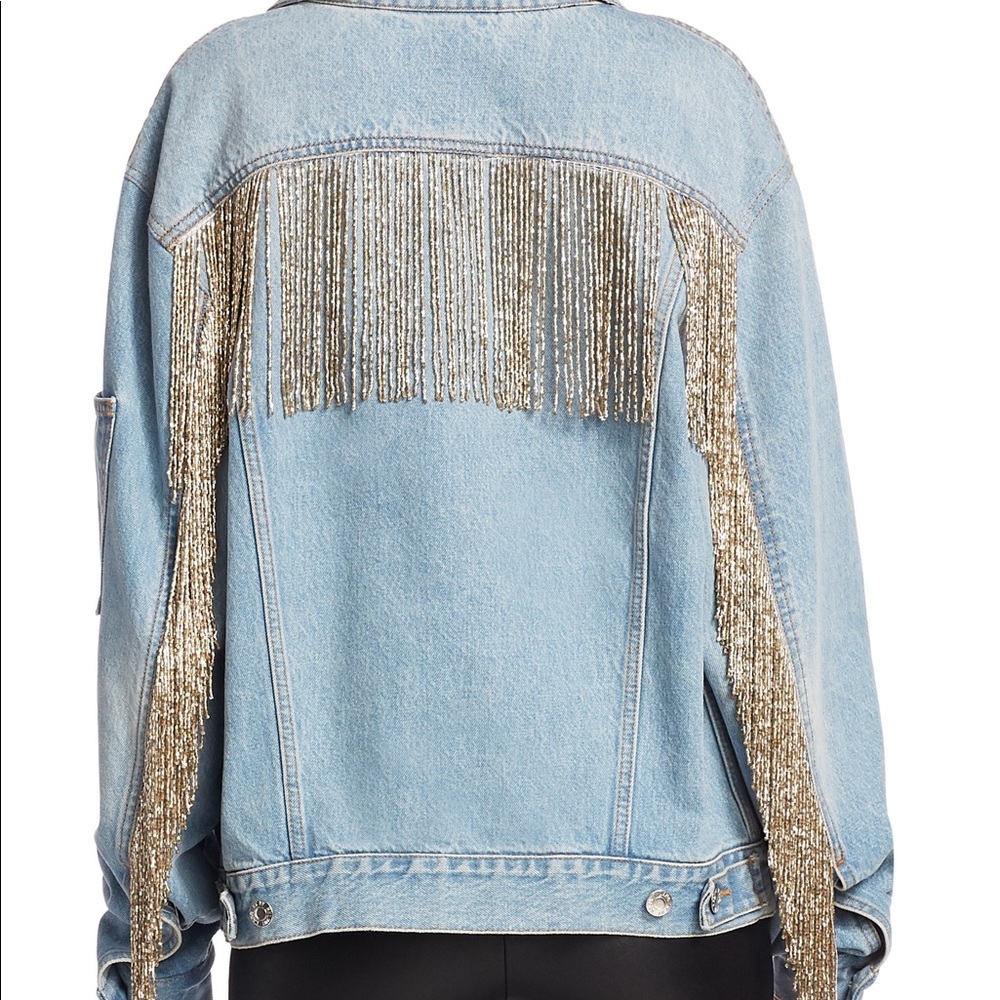 COMISSIONS: Rhinestone Fringe Denim Jackets